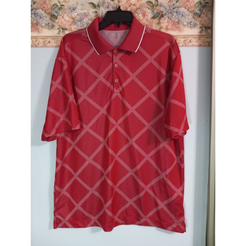 Nike Golf Large Diamond Red Dri-Fit Athleisure Activewear Casual Polo Shirt